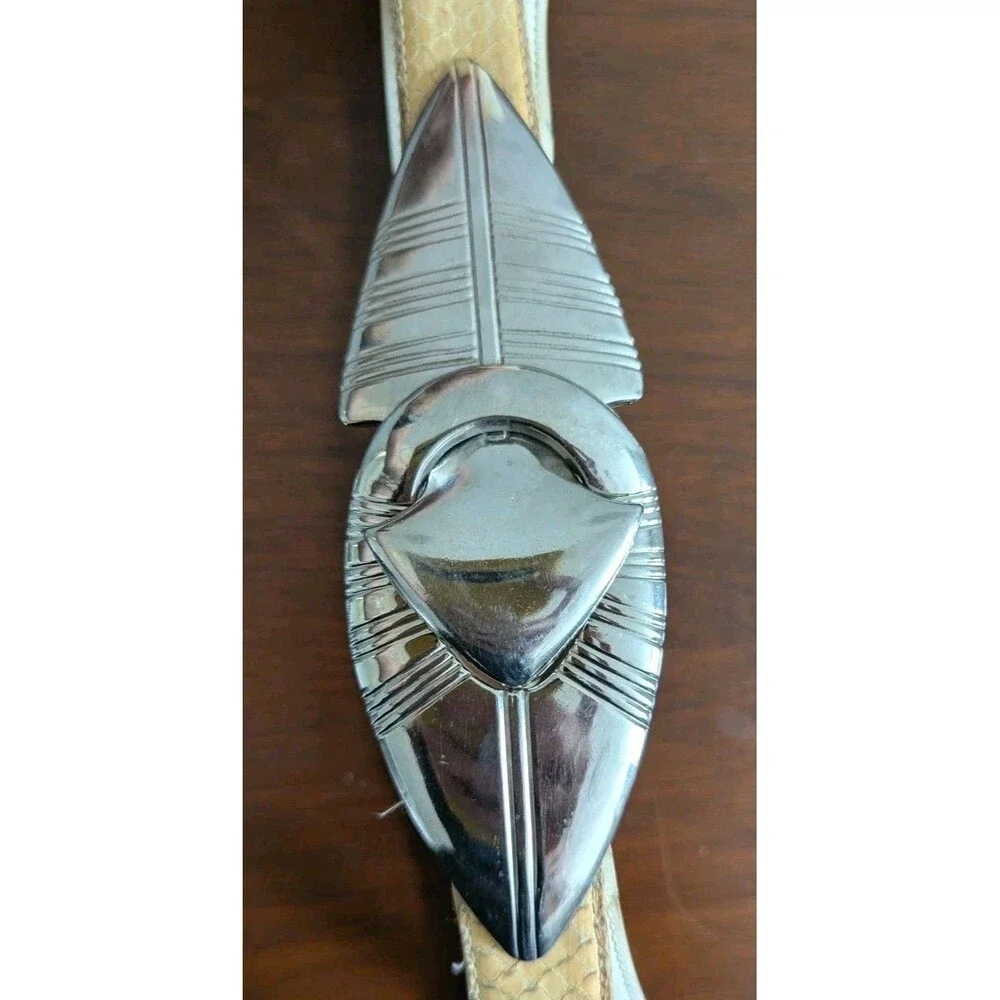 Vtg Arrowhead Spearhead Art Deco Chrome Belt Buckle 1